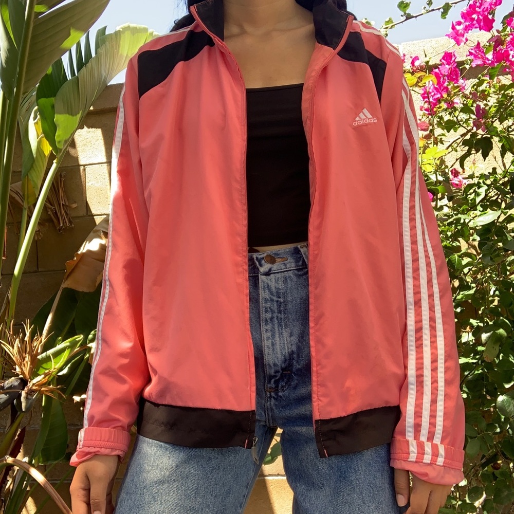 pink adidas windbreaker track jacket